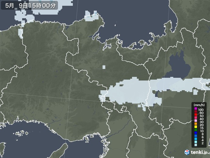京都府の雨雲レーダー(2021年05月09日)