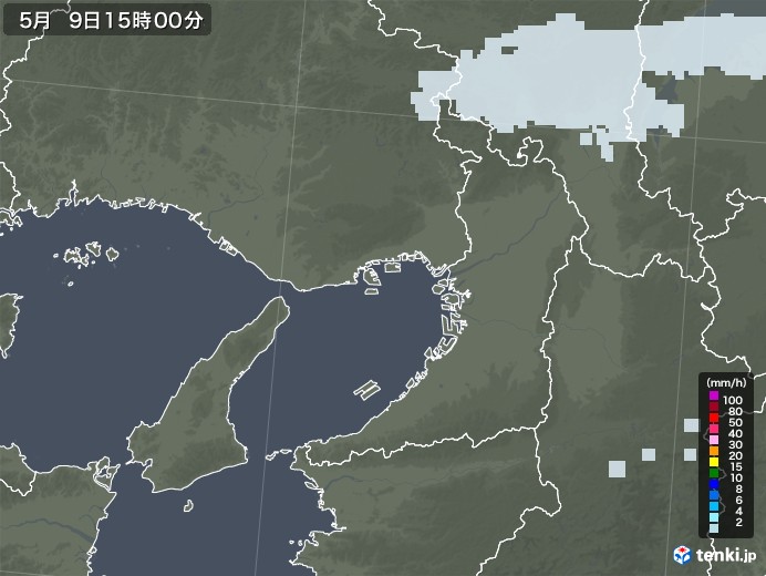 大阪府の雨雲レーダー(2021年05月09日)