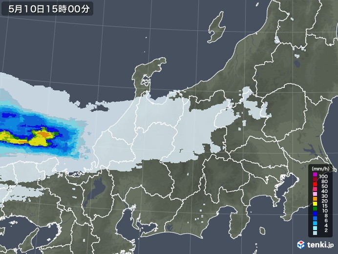 北陸地方の雨雲レーダー(2021年05月10日)