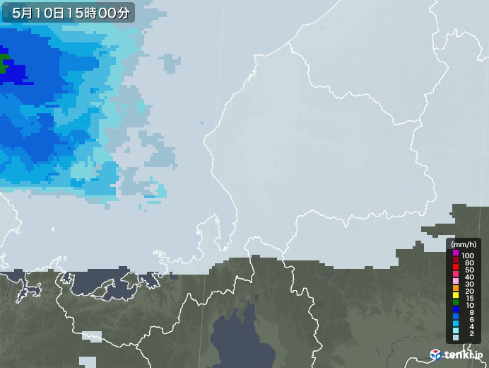 福井県の雨雲レーダー(2021年05月10日)