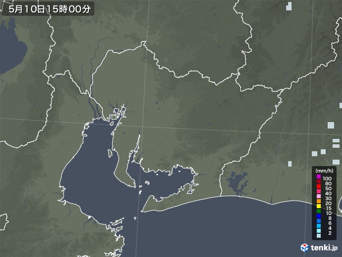 愛知県の雨雲レーダー(2021年05月10日)