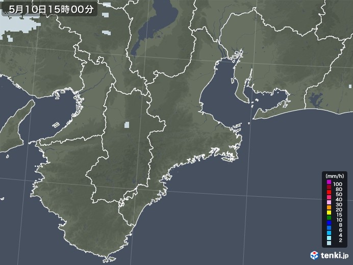 三重県の雨雲レーダー(2021年05月10日)