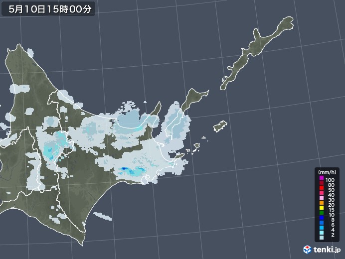 道東の雨雲レーダー(2021年05月10日)