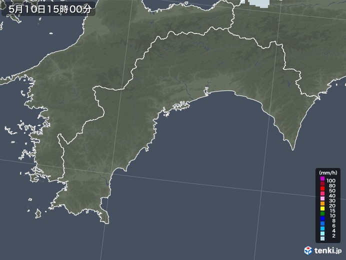 高知県の雨雲レーダー(2021年05月10日)