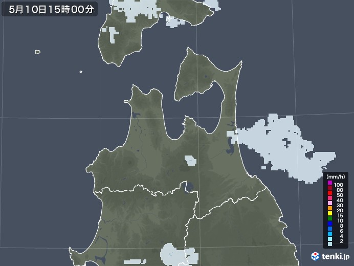 青森県の雨雲レーダー(2021年05月10日)