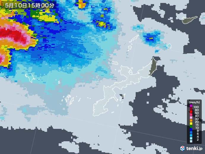 沖縄県の雨雲レーダー(2021年05月10日)