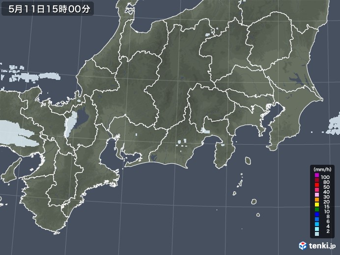東海地方の雨雲レーダー(2021年05月11日)