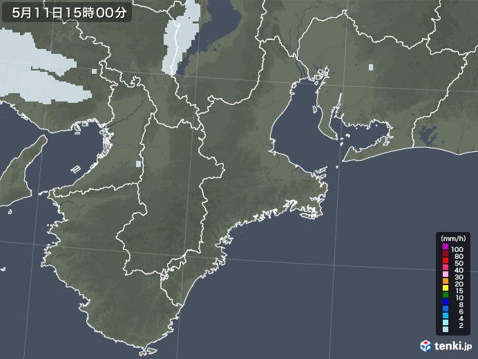 三重県の雨雲レーダー(2021年05月11日)
