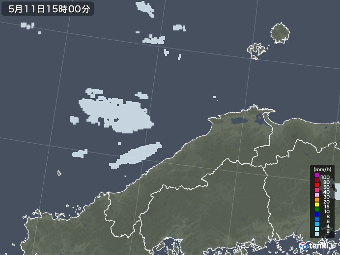 島根県の雨雲レーダー(2021年05月11日)