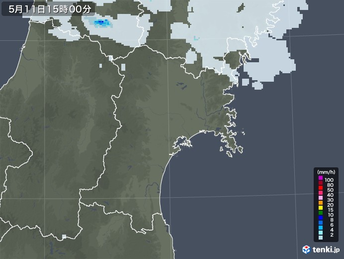 宮城県の雨雲レーダー(2021年05月11日)