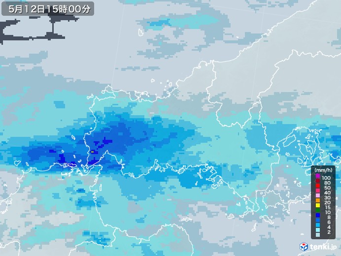 山口県の雨雲レーダー(2021年05月12日)