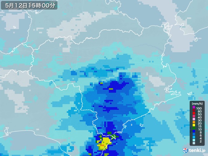 徳島県の雨雲レーダー(2021年05月12日)