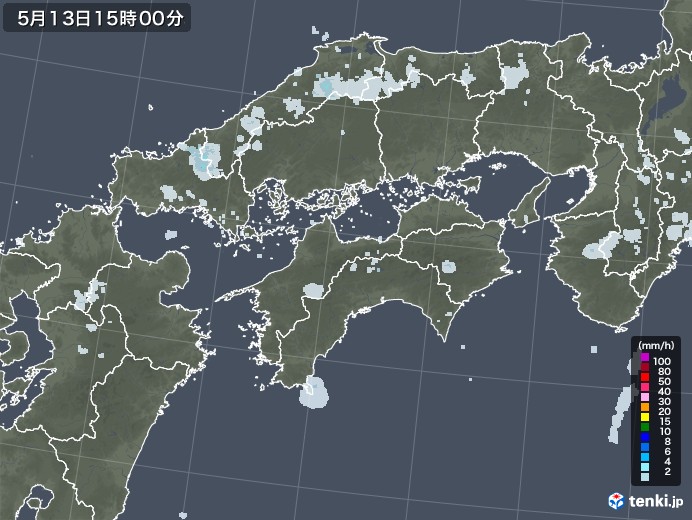 四国地方の雨雲レーダー(2021年05月13日)