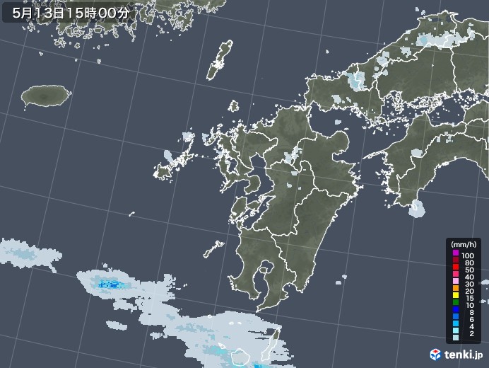 九州地方の雨雲レーダー(2021年05月13日)