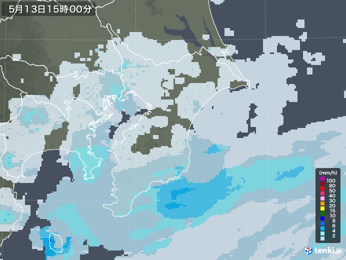 千葉県の雨雲レーダー(2021年05月13日)