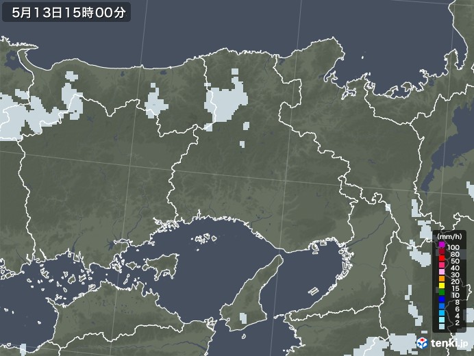 兵庫県の雨雲レーダー(2021年05月13日)