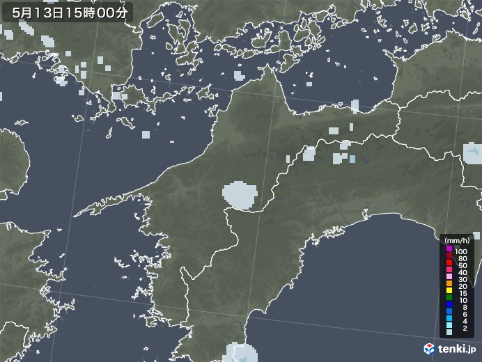 愛媛県の雨雲レーダー(2021年05月13日)