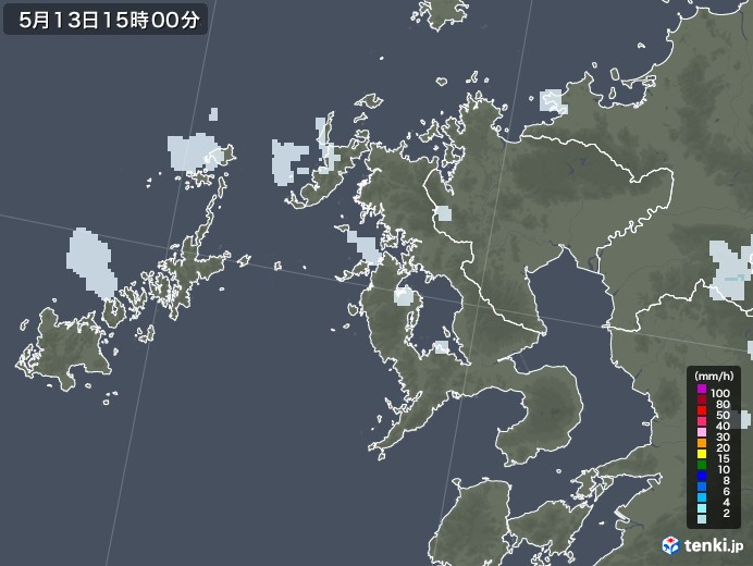 長崎県の雨雲レーダー(2021年05月13日)