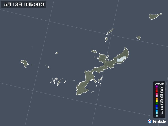 沖縄県の雨雲レーダー(2021年05月13日)