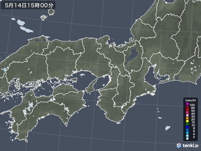 近畿地方の雨雲レーダー(2021年05月14日)