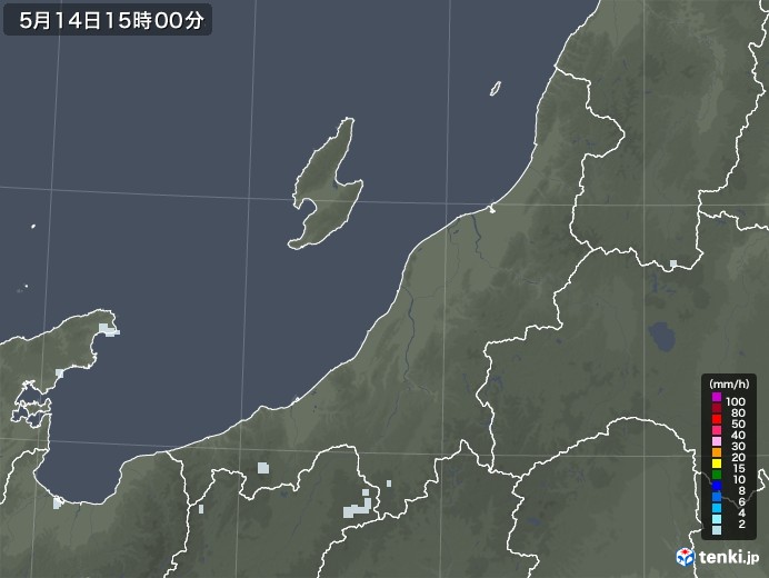 新潟県の雨雲レーダー(2021年05月14日)