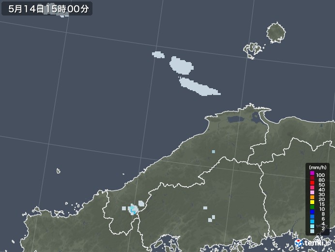 島根県の雨雲レーダー(2021年05月14日)