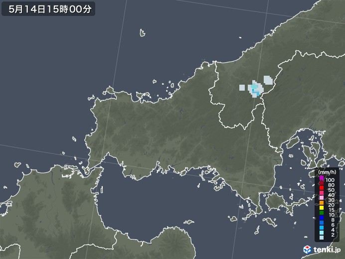 山口県の雨雲レーダー(2021年05月14日)
