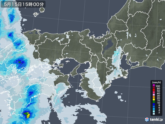 近畿地方の雨雲レーダー(2021年05月15日)