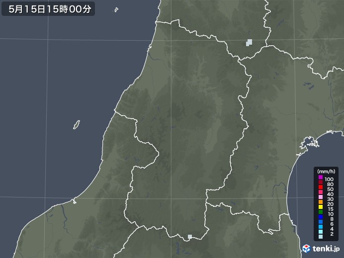 山形県の雨雲レーダー(2021年05月15日)