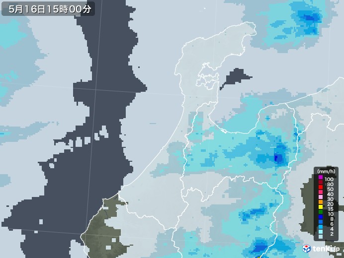 石川県の雨雲レーダー(2021年05月16日)