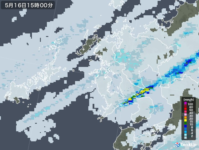 長崎県の雨雲レーダー(2021年05月16日)