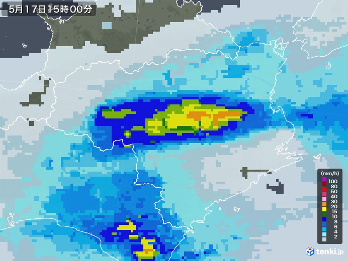 徳島県の雨雲レーダー(2021年05月17日)