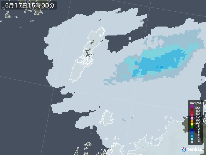 壱岐・対馬(長崎県)の雨雲レーダー(2021年05月17日)