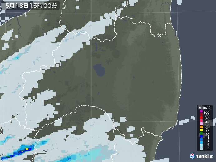 福島県の雨雲レーダー(2021年05月18日)