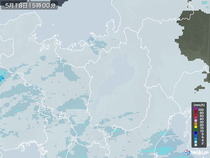 滋賀県の雨雲レーダー(2021年05月18日)