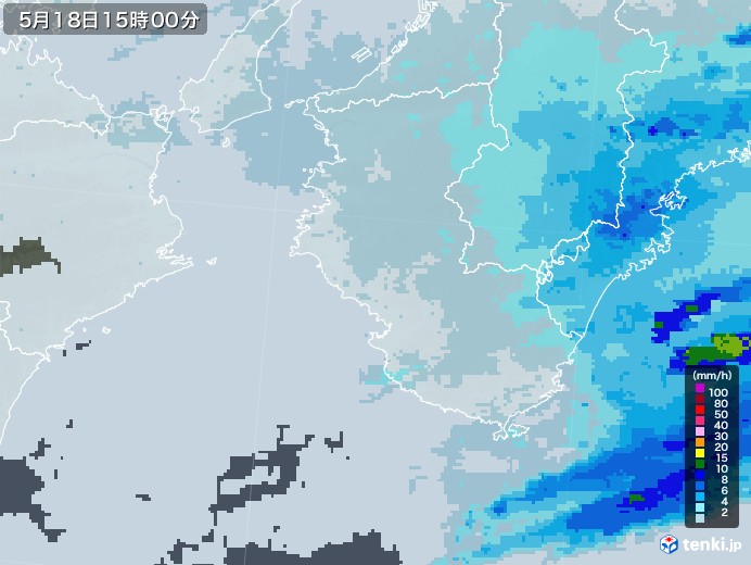 和歌山県の雨雲レーダー(2021年05月18日)