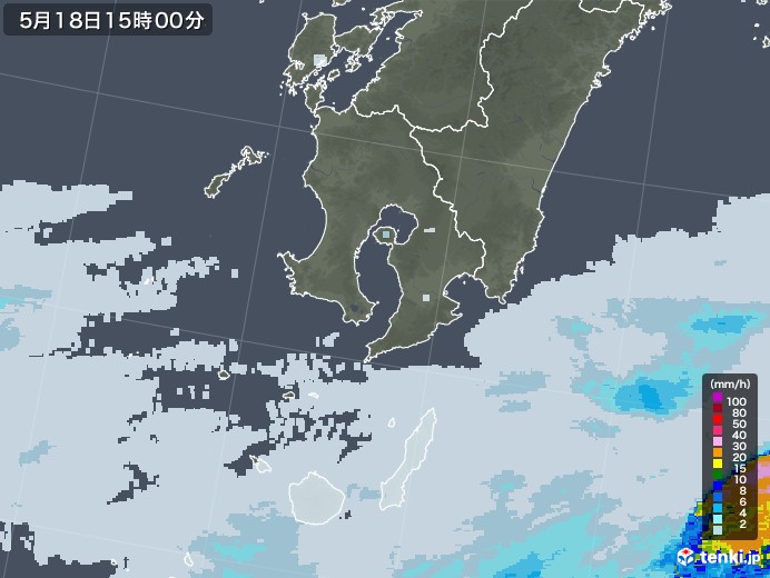 鹿児島県の雨雲レーダー(2021年05月18日)