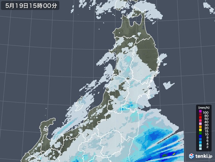 東北地方の雨雲レーダー(2021年05月19日)