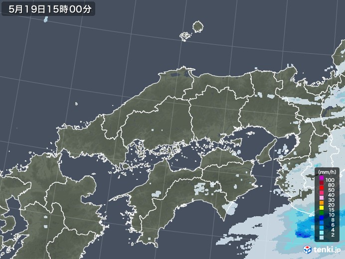 中国地方の雨雲レーダー(2021年05月19日)