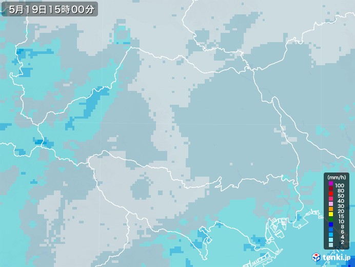 埼玉県の雨雲レーダー(2021年05月19日)