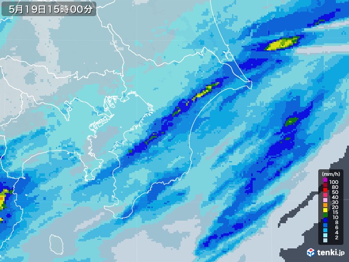 千葉県の雨雲レーダー(2021年05月19日)