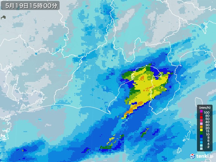 静岡県の雨雲レーダー(2021年05月19日)