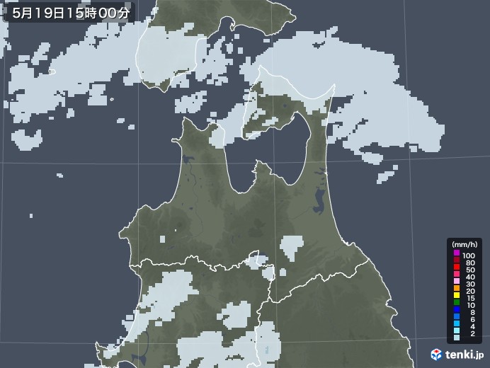 青森県の雨雲レーダー(2021年05月19日)