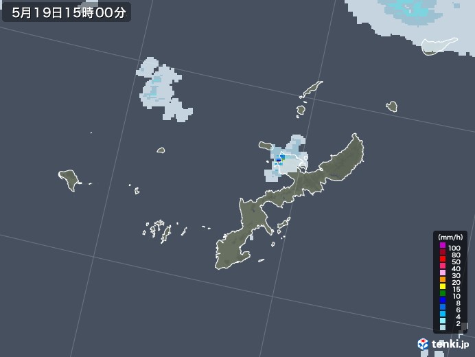 沖縄県の雨雲レーダー(2021年05月19日)