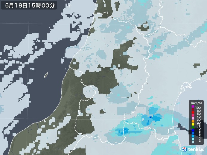 山形県の雨雲レーダー(2021年05月19日)