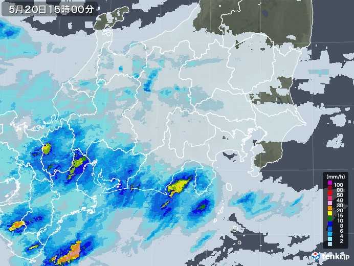 関東・甲信地方の雨雲レーダー(2021年05月20日)