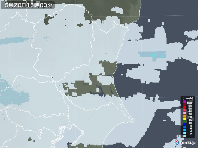 茨城県の雨雲レーダー(2021年05月20日)