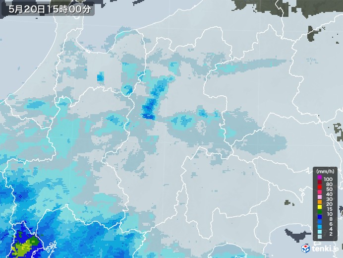 長野県の雨雲レーダー(2021年05月20日)