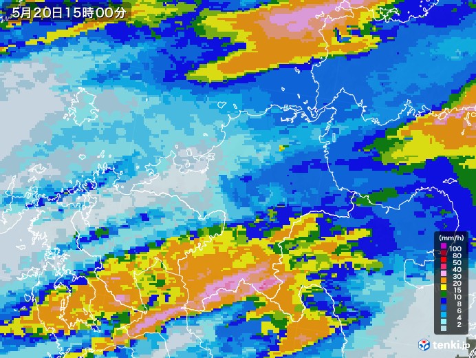 福岡県の雨雲レーダー(2021年05月20日)