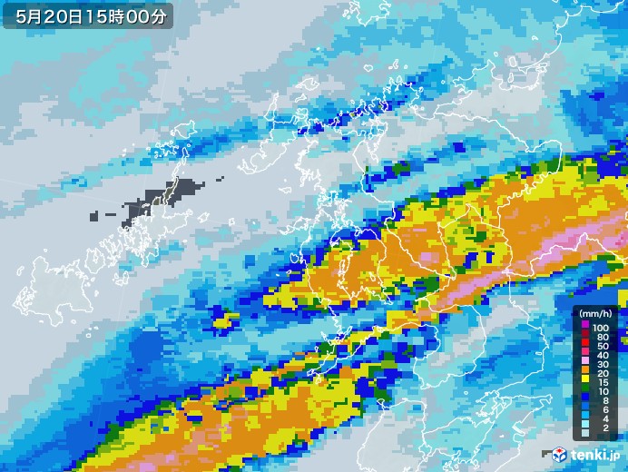 長崎県の雨雲レーダー(2021年05月20日)